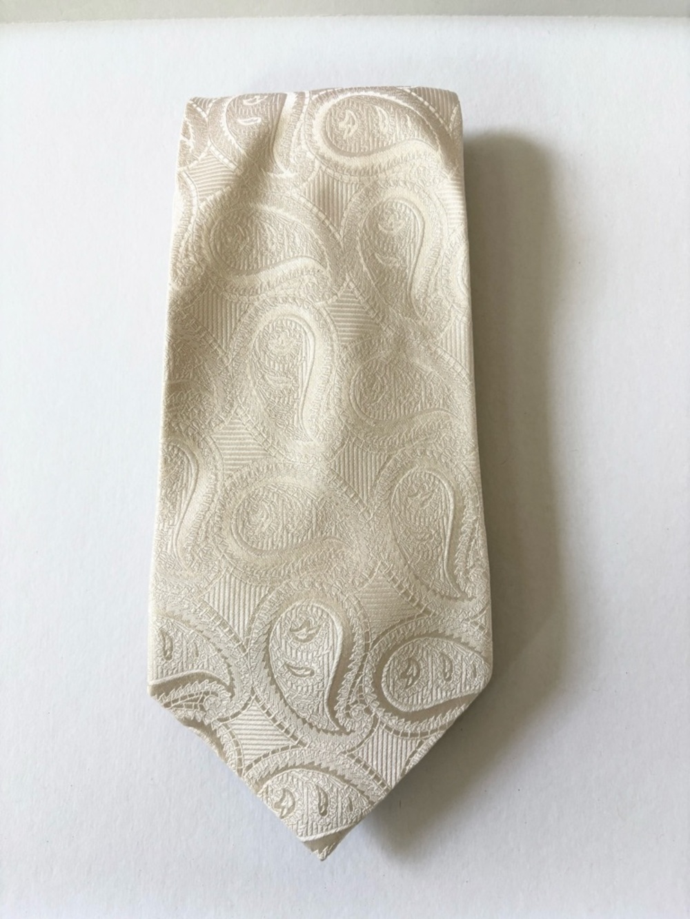 Fabio Fazio Classic Cream/White Paisley Men's Tie